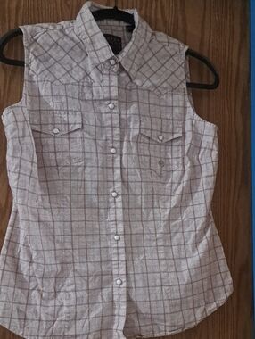 Roper Plaid Paisley Button-Up Shirt - Cream and Brown